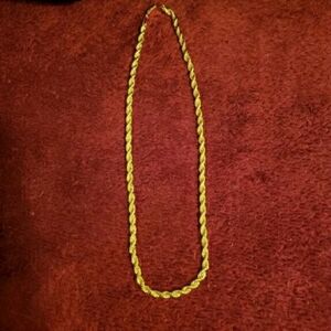 14K Gold over 925 sterling silver diamond cut rope chain necklace. 20" necklace.
